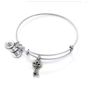 Alex and Ani Crystal Skeleton Key Charm Expandable Wire Bracelet